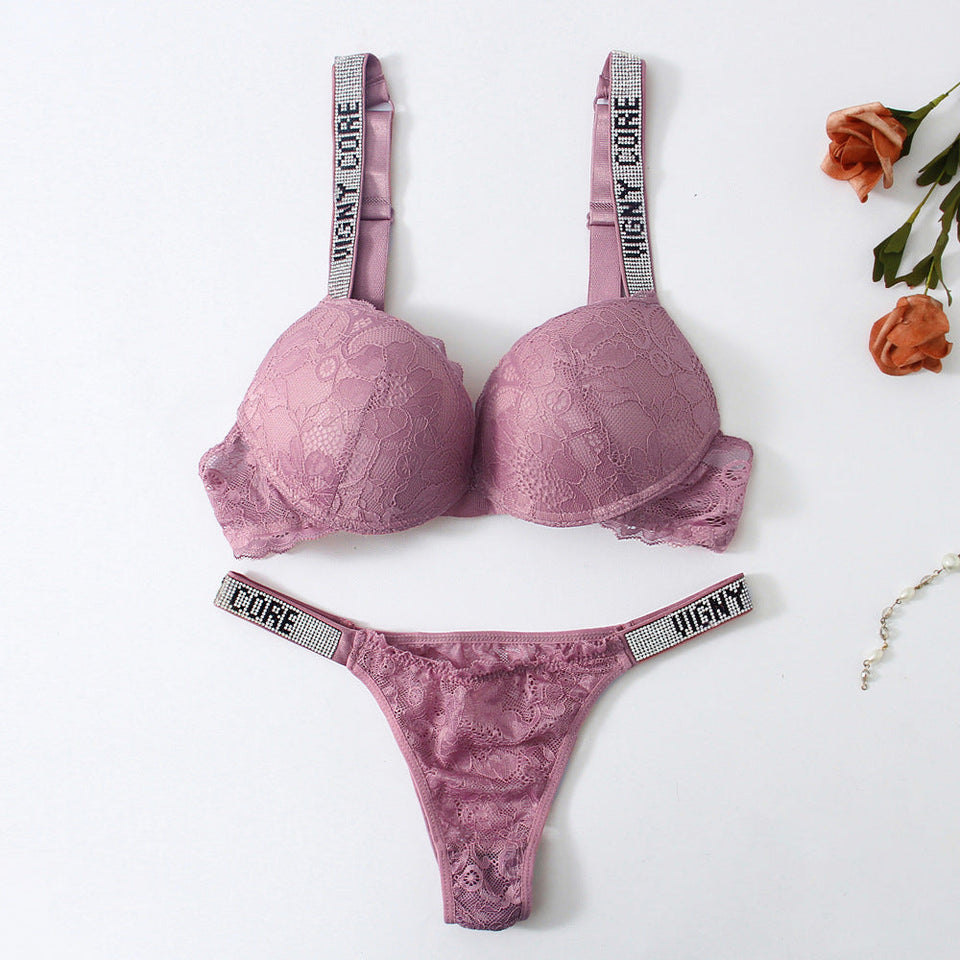 Letter Hot Diamond Gathered Fashion Lingerie – Bold, Sexy, and Trendy
